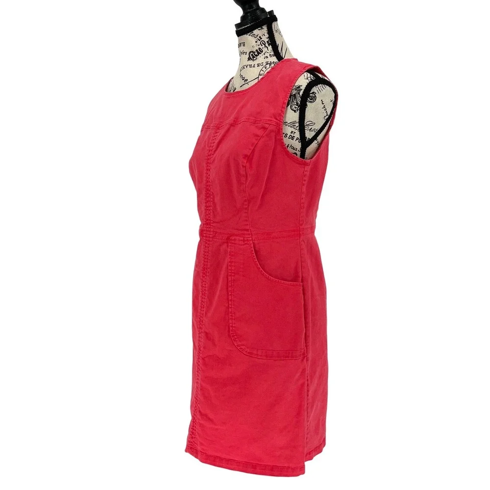 Boden Coral Pink Cotton Canvas Sleeveless Mini Dress Size 6P Pockets Chic Summer